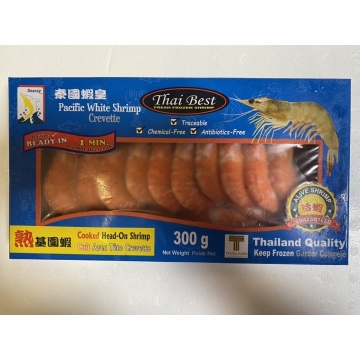 【冻品】海威泰国蝦皇有头基围虾 （熟）  21-25   300g